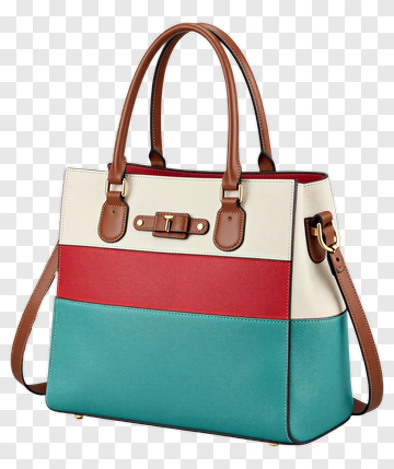 Colorful Handbag With Brown Straps PNG