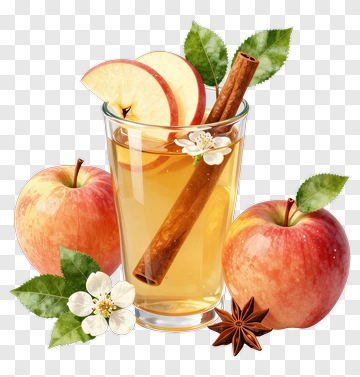 Apple Drink With Cinnamon And Fresh Apples PNG