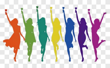 Colorful Silhouettes Of Women Celebrating PNG