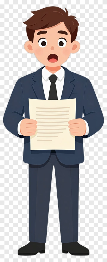 Surprised Businessman Holding A Document PNG