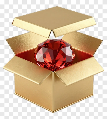 Golden Box With A Red Gemstone PNG