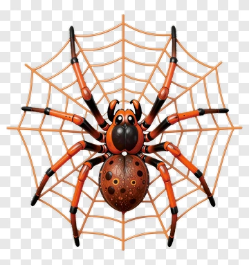 Cartoon Spider On A Web PNG