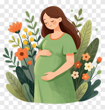 Pregnant Woman Surrounded By Flowers PNG