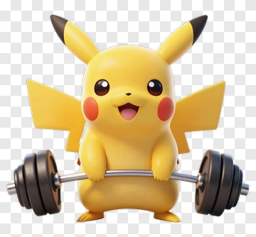 3D Pikachu Lifting Weights PNG