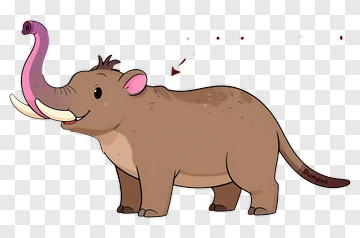 Cartoon Mammoth With A Pink Tongue PNG