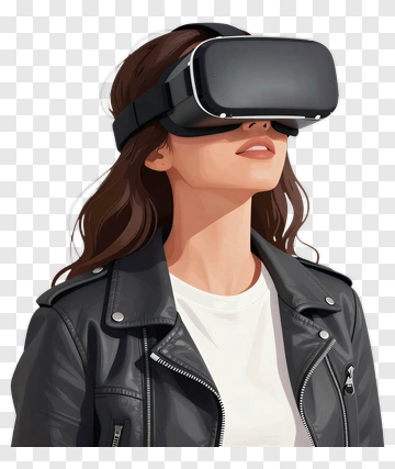 Woman Wearing Virtual Reality Headset PNG