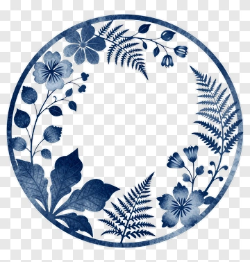 Floral Wreath In Blue PNG