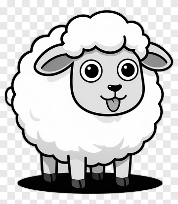 Cartoon Sheep With A Playful Expression PNG