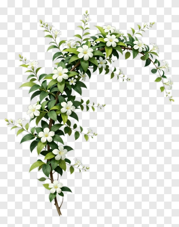 Flowering Vine With White Blossoms PNG