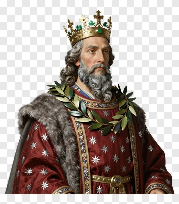 King Wearing A Crown And Laurel Wreath PNG