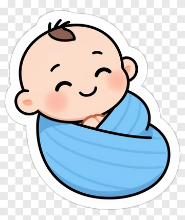 Cartoon Baby Wrapped In A Blue Blanket PNG