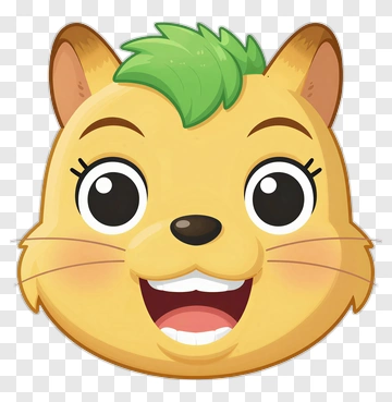Cartoon Animal Face With Green Hair PNG