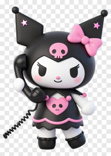 Kawaii Character Holding A Telephone PNG