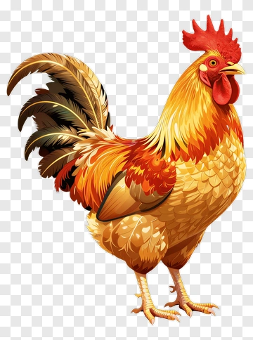 Colorful Rooster Standing Proudly PNG