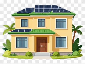 Modern House With Solar Panels PNG
