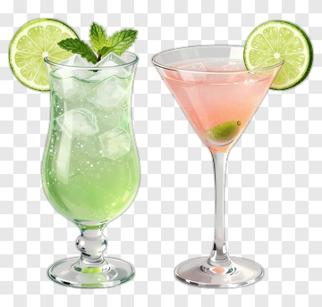 Refreshing Cocktails With Lime Garnish PNG