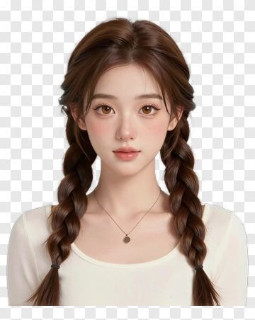 Portrait Of A Young Woman With Braided Hair PNG