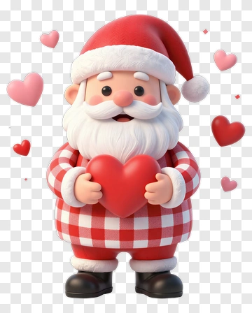 Cartoon Santa Holding A Heart PNG