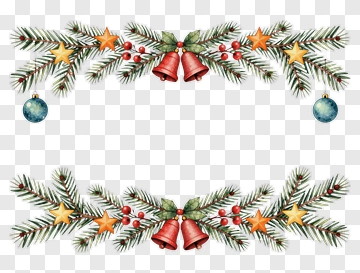 Christmas Garland With Bells And Ornaments PNG