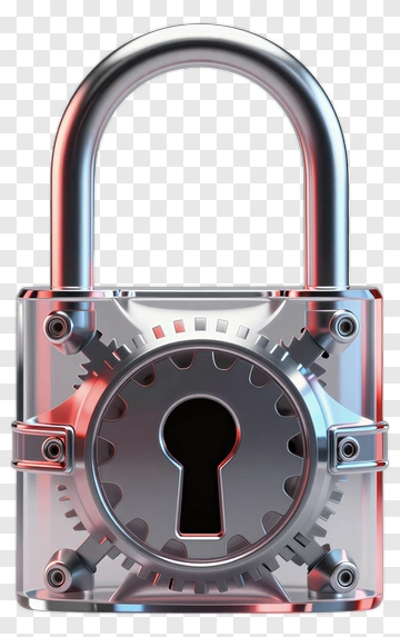 3D Silver Padlock With Keyhole PNG