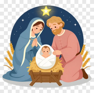 Nativity Scene With Mary, Joseph, And Baby Jesus PNG