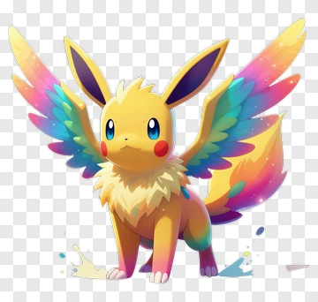 Colorful Winged Eevee Character PNG
