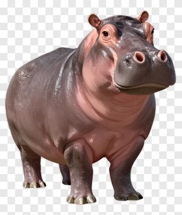 3D Hippopotamus PNG