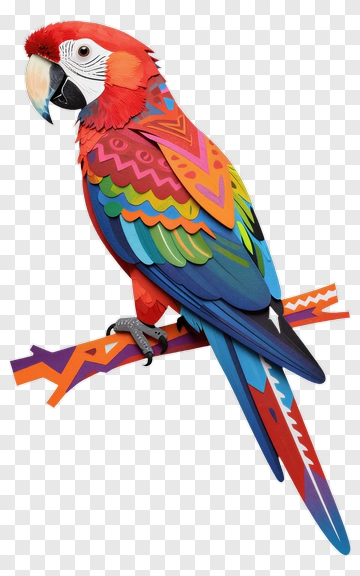 Colorful Parrot Sitting On A Branch PNG