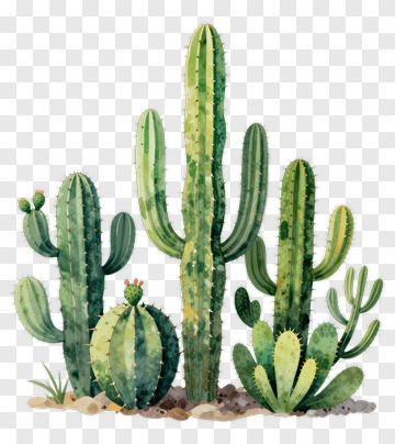 Colorful Cactus Arrangement PNG