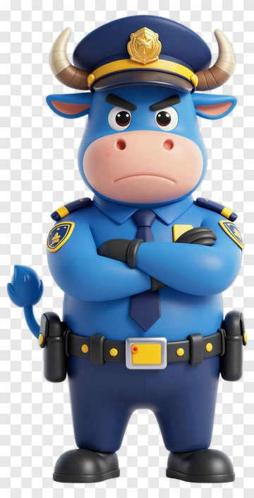 Cartoon Police Bull Character PNG