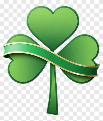 Green Shamrock With Ribbon PNG