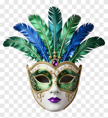 Decorative Carnival Mask With Feathers PNG