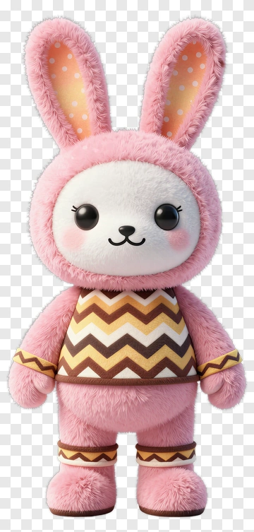 Cute Pink Bunny Plush Toy PNG