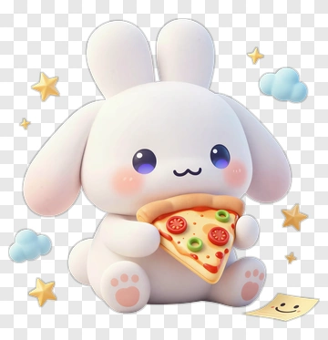Cute Rabbit Holding A Slice Of Pizza PNG