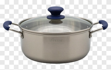 Stainless Steel Cooking Pot With Glass Lid PNG