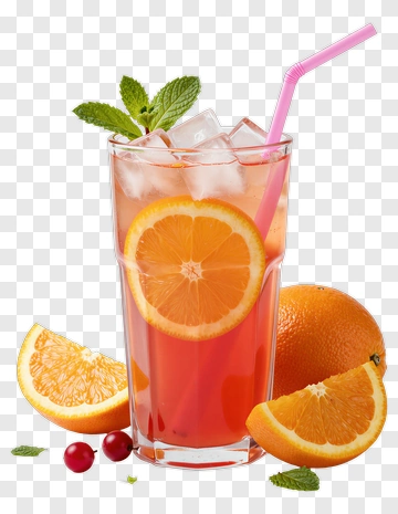 Refreshing Orange Drink With Mint And Slices PNG