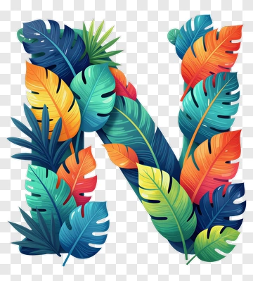 Colorful Leaves Forming The Letter N PNG