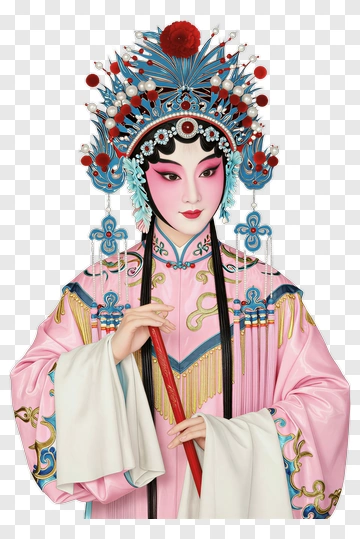 Traditional Chinese Opera Performer Holding A Red Stick PNG