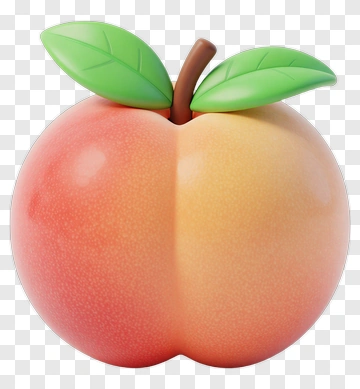 Colorful Peach With Leaves PNG