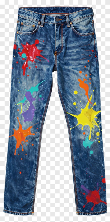 Colorful Paint Splattered Jeans PNG