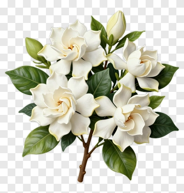 White Gardenia Flower Bouquet PNG