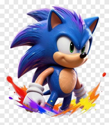 3D Blue Hedgehog Character Running PNG