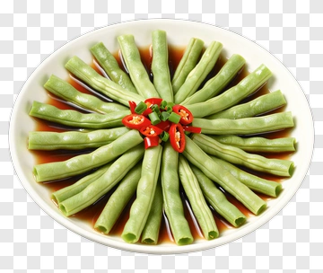 Green Beans With Chili Garnish PNG