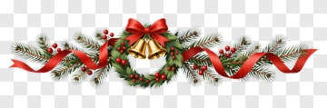 Christmas Wreath With Bells And Ribbon PNG