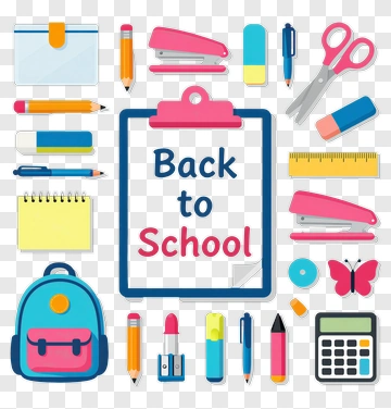 Back To School Supplies And Stationery PNG