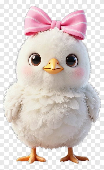 Cute Cartoon Chick With Pink Bow PNG