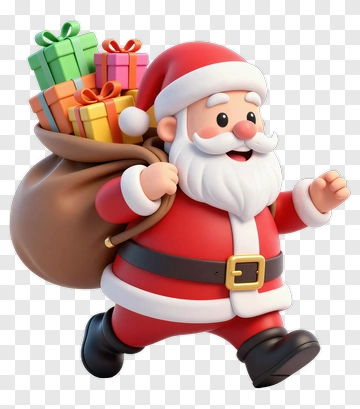 Cartoon Santa Claus Carrying A Bag Of Gifts PNG