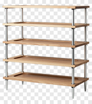 Wooden Shelf With Metal Frame PNG