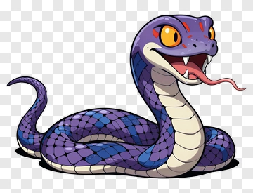 Cartoon Snake With Purple And Blue Scales PNG