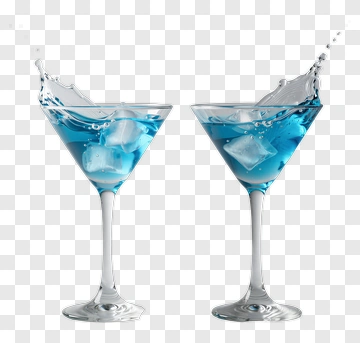 Blue Cocktail In Martini Glasses PNG